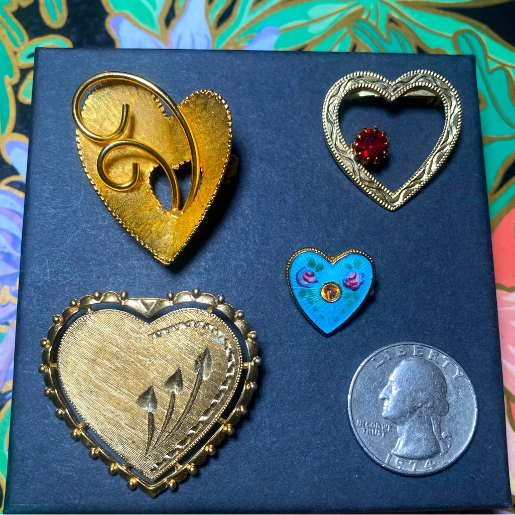 Vintage Heart Brooches